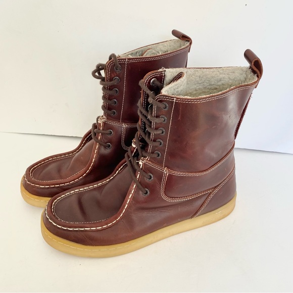 Vintage Shoes Ipath Vintage Leather Chukka High Top Shearling Boots